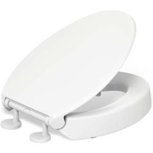 KOHLER 25875-0 Hyten Elevated Quiet-Close Elongated Toilet Seat, Contoured Seat with Grip-Tight Bumpers, Quick-Attach Hardware, White