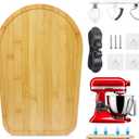 Sliding Mat for Kitchen aid 4.5-5 Qt Stand Mixer with 1Pc Cord Organizer and 3Pcs Attachment Holder for Kitchen Appliance Slider Counter, Moving Tray (Bamboo, Natural)