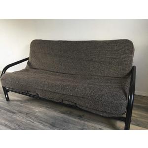 OctoRose Full Size 3 Side Zipper Premium Upholstery Basketweave Thick Linen Brown Mixed Futon Cover Slipcover/Sofa Day Bed Couch Mattress Cover Couch Protector (Cover ONLY) (Linen-Brown)
