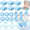 Yalikop 24 Pcs Spa Party Favor 6 Jewelry Boxes 6 Scrunchies 6 Glitter Mirrors 6 Bag Gift for Mother's Day Bridal Bachelorette Party (Blue)