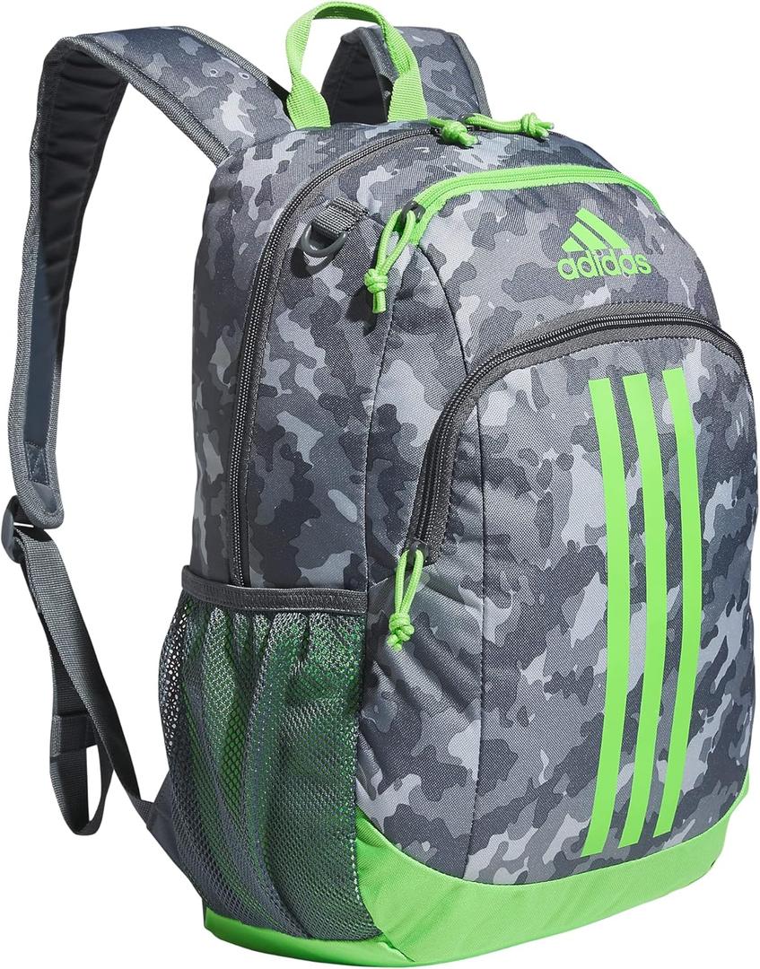 adidas Creator Small Backpack for Laptop, Comfortable and Durable Athletic Bag, Essential Camo Grey/Lucid Lime Green/Onix Grey, OSFA