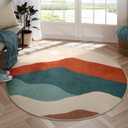 Mountain Round Rugs 6ft, Large Non Slip Circle Rug for Living Room Washable Boho Sunrise Sunset Bedroom Rug, Colorful Stain Resistant Round Carpet for Dining Room Nursery