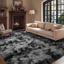 8x10 Ft Extra Large Shag Rugs for Living Room, Tie Dyed Ultra Soft Fluffy Furry Area Rugs for Bedroom Indoor Floor, Aesthetic Carpet for Kids Home Decor (Dark Grey)