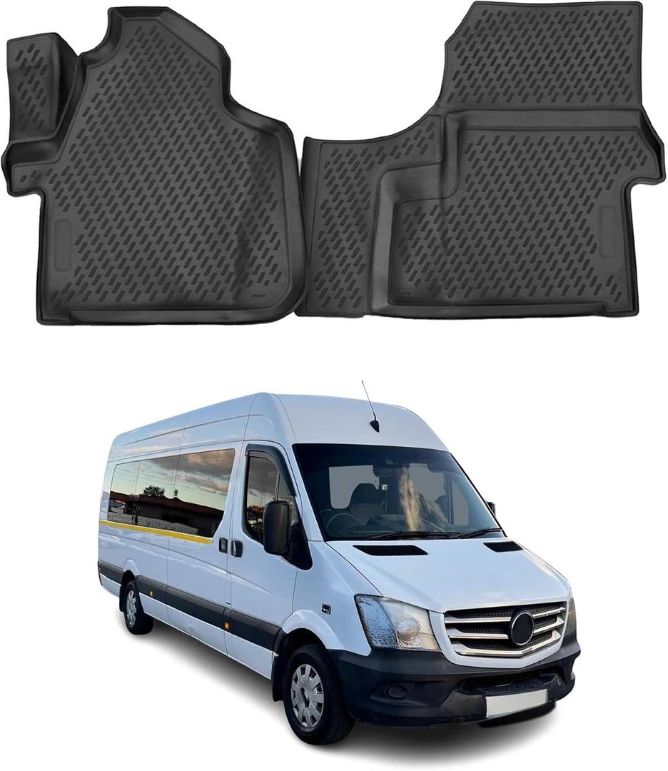 OMAC Floor Mats Liner for Mercedes Sprinter W906 2006-2018 Black TPE All-Weather