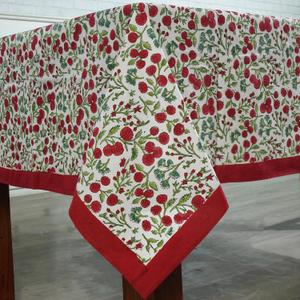 Ridhi Floral Hand Block Print Cotton Table Cover Boho Washable 72X160 Inch Garnet Red Rectangle Tablecloth for Dining Table Birthday Party Kitchen Wedding Event Christmas Thanksgiving Farmhouse