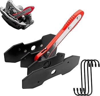 Brake Caliper Press Tool with 360 Degree Swing Ratchet, Brake Piston Compressor Tool, Brake Pad Spreader, Brake Caliper Press Ratchet with 2 Extra PCS Steel Plates Range from 1.57"-2.76", Red