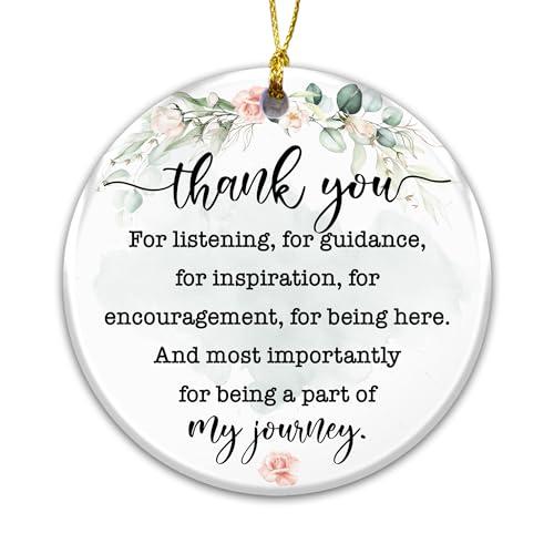 Thank You Gift Ornament 2025 – Teacher Gift Ornament, Appreciation Present for Teacher, Mentor, Friend, or Coworker, Floral Eucalyptus Ceramic Keepsake with Inspirational Quote