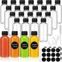 16 Pack 2 oz Shot Bottles with Caps, Mini Reusable Plastic Ginger Shots Bottle Leakproof Juice Shot Bottles with Lids for Juice, Oil and Liquid Samples, Small Containers for DIY, Travel