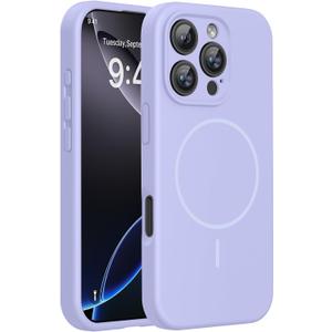Miracase Magnetic for iPhone 16 Pro Max Case, [Soft Anti-Scratch Microfiber Lining], Compatible with MagSafe, Liquid Silicone Case Shockproof Drop Protection Phone Case for 16 ProMax,Light Purple