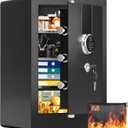 5.1 Cuft Large Biometric Fireproof Safe for Home Use, Quick-Access Fingerprint Safe Box with Fireproof Document Bag, 3 Removable Shelves and Dual Alert, Security Safety Box for Home Office