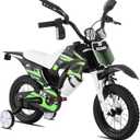 KEANO Motocross Style Kids Bike for Boys Girls Ages 3-7 Years, 12 & 16 Inch Bikes with Training Wheels and Number Plate, Children Bicycles Black