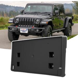 Heavy-Duty ABS Front License Plate Bracket – License Plate Holder & Frame Compatible with Jeep Wrangler 2018-2024 & Gladiator 2020-2024, Vibration Dampening,Replaces OEM# 68295610AA & CH1068150
