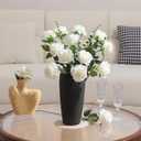 Tifuly White Roses Artificial Flowers -12 pcs Realistic Single Long Stem Fake Silk Roses Bouquet for Party Home Wedding Centerpiece Office DIY DecorOff White