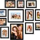 Egofine 12 Pack Black Gallery Wall Frame Set Solid Wood Picture Frame Collage Wall Art Decor for Home Decoration,Hanging or Tabletop Display,Include Multi-Size Two8x10, Four5x7,Four4x6,Two4x4