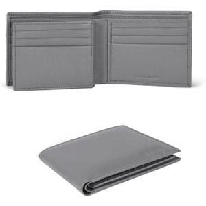 ESTALON Thin Leather Wallet For Men | Minimalist Design | Multiple Card Holder | RFID Blocked (Grey1)