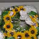 Front Door Wreath Sunflowers and Daisies, 20" Spring Wreaths for Front Door, Wreaths for Front Door w/Long Door Hook, Optional Reversible Welcome and Blessed Sign Spring Wreath, Front Door Decor
