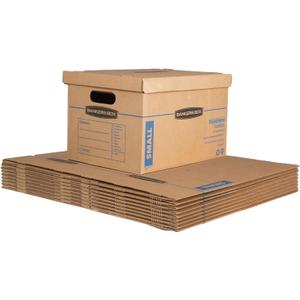 Bankers Box Small Classic Moving Box 10 Pack, Reinforced Handles, Tape-Free Assembly, Box with Lid, 15-in x 12-in x 10-in (7714901)