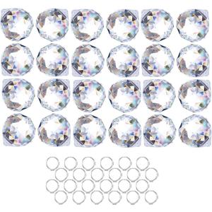 HDCRYSTALGIFTS Crystalsuncatcher 24pcs Clear Crystal Ball Prism Suncatcher Rainbow Pendants Maker, Hanging Crystals Prisms for Windows,20mm