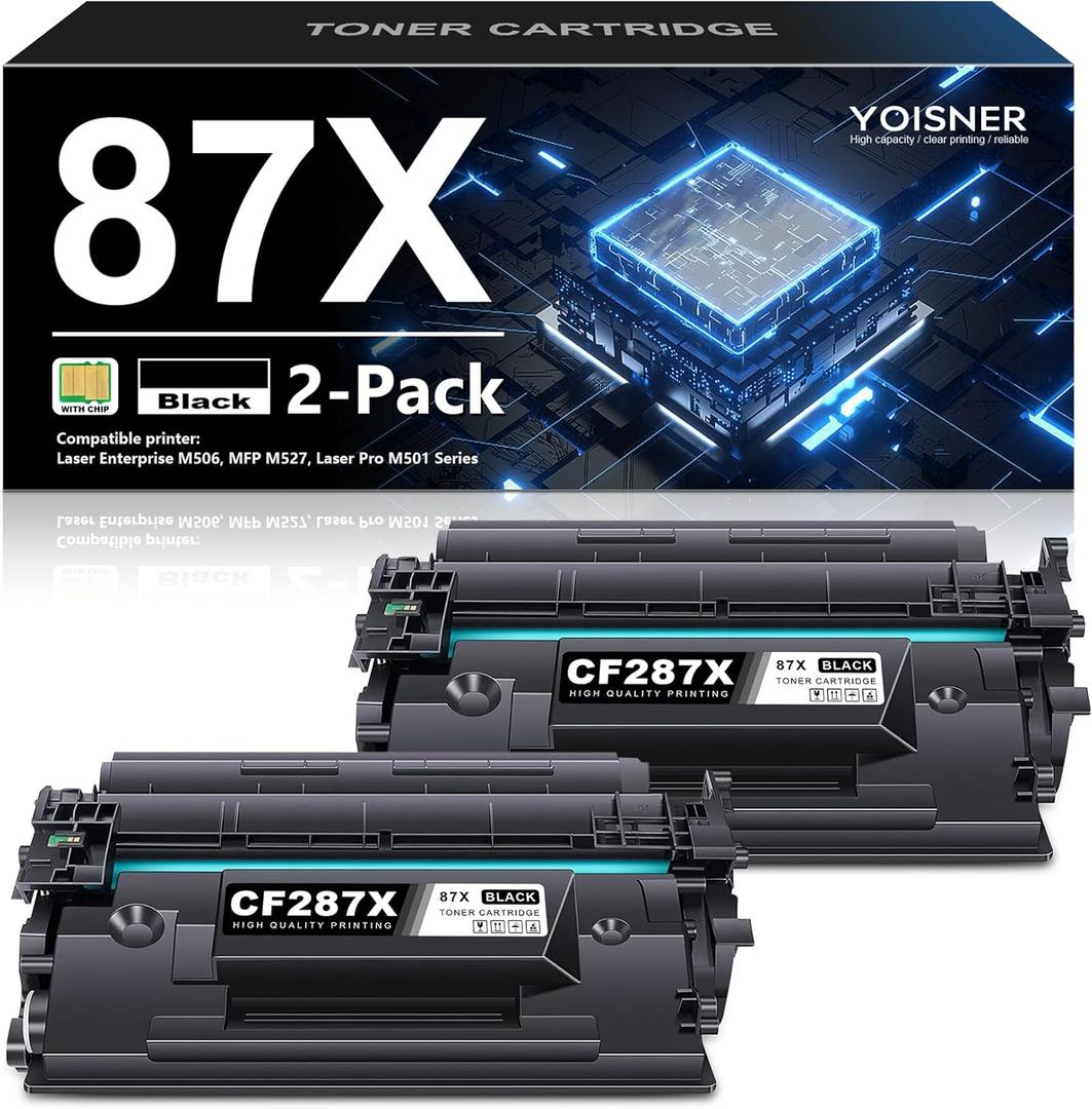 CF287XD 87X Toner Cartridge 2-Pack High Yield 87A Black Toner Replacement for HP 87X CF287X 87A CF287A Works Laser Enterprise MFP M527, M506 Series, Laser Enterprise Pro M501 Series Printer
