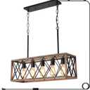 KEESFU 5-Light Farmhouse Plug in Chandelier for Kitchen Island,Dining Room
Wood Grain Plug in Pendant Light with 14.7ft Cord, Adjustable Height Light Fixture for Dining Table & Foyer; E26 Base