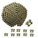 420 Motorcycle Chain Gold 132 Link Standard Roller Chain with 10 Connecting Master Link for 100cc 110cc 125cc Dirt Pit Bike ATV Quad Go Kart Mini Bike Scooter