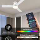 42 inch RGB Ceiling Fan with Light, Smart App & Remote Control Low Profile Flush Mount, Music Sync Lighting, 6-Speed Quiet Reversible DC Motor, 4CCT Dimmable for Home Office Party,White