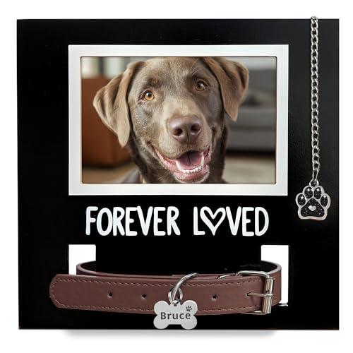 MYPAWLETS Dog/Cat Collar Memorial Frame with Paw Print Charm,Pet Loss Sympathy Gift,Pets Memorial Gift for Loss of Dog,Forever Loved Pet Keepsake Frame,Dogs Passing Away Gifts