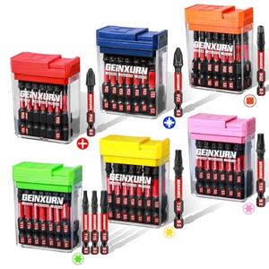 Geinxurn 90 Pieces Impact Screwdriver Bits Set with Colorful Boxes, 2" Magnetic (PH2,PZ2,SQ2,T10,T15, T20,T25,T30) S2 Steel Multi Driver Bits