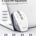 Wireless Bluetooth Mouse, Tri-Mode with Bluetooth 5.1 and Dual 2.4G Dongles (USB-A/USB-C), Silent Click, Side Buttons, 4 DPI (800-2400), Portable for Laptop, Mac, iPad, Desktop(Gray White)