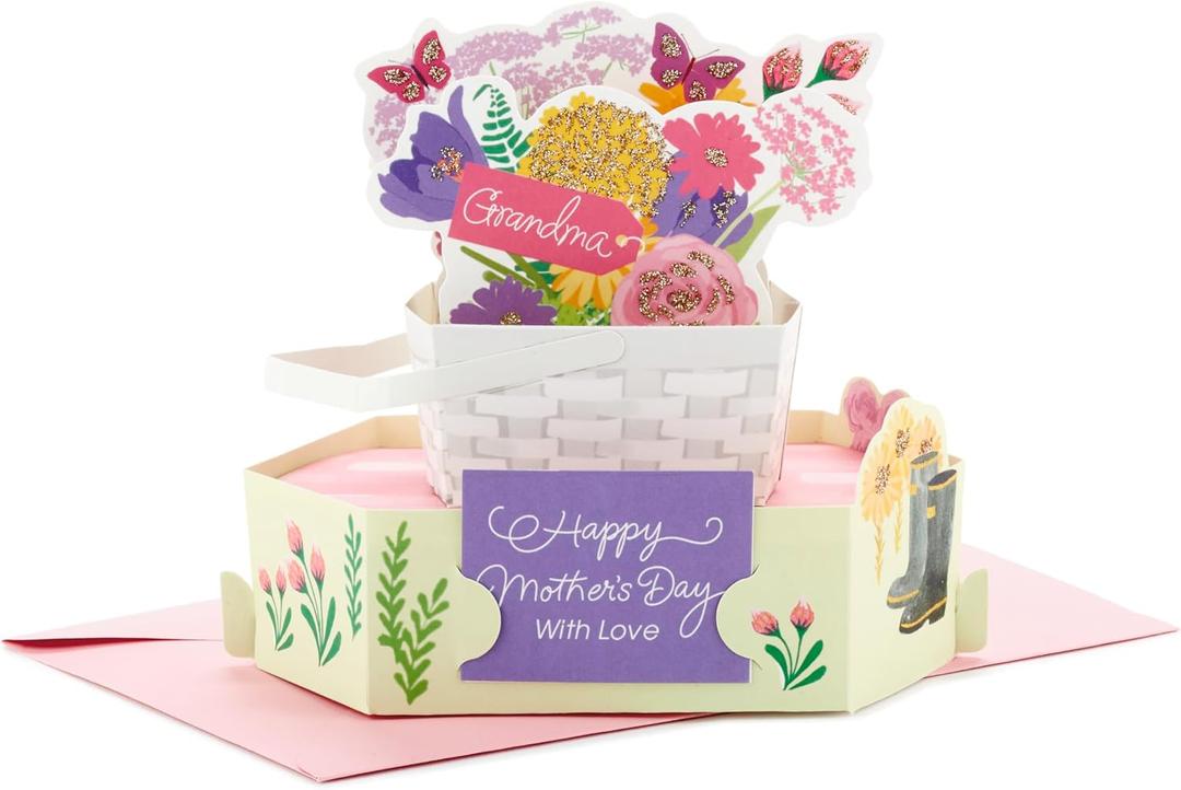Hallmark Mothers Day Pop Up Card for Grandma (Displayable Basket of Flowers)