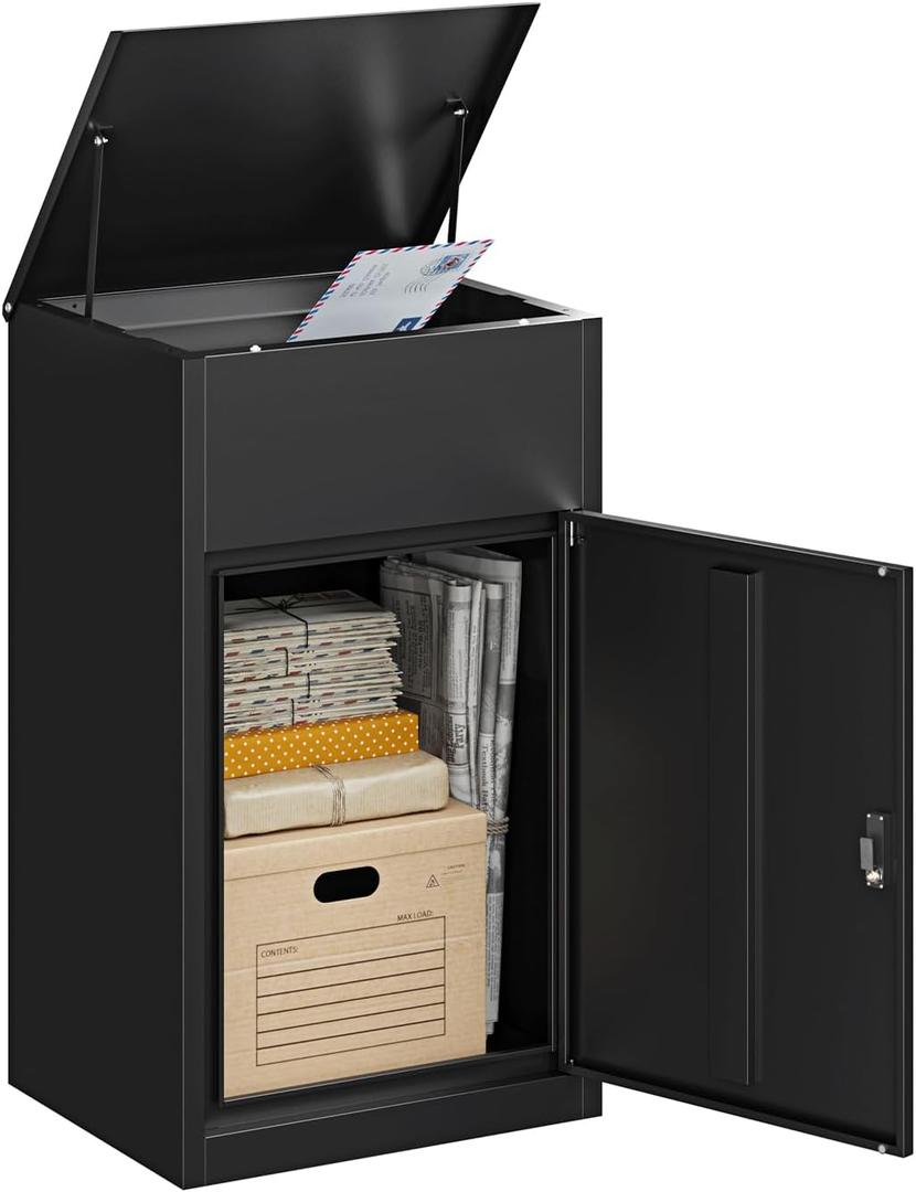 Yizosh Package Delivery Boxes for Outside,Extra Large Mailbox for Parcel with Secure Storage,Anti-Theft Parcel Mailbox with Coded Lock,Steel Package Delivery Box for Outdoor,Curbside,Porch (33.5"H)