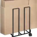 Carton Storage Rack with Caster Wheels, Portable Cardboard Organizer, Carton Stand for Cardboard Storage, Carton Cart for Home Warehouse, Black Carton Organizer