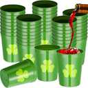 50 Pcs St Patrick's Day Plastic Cups Reusable Cups 12 oz Frosted Party Cup Bulk Green Tumbler for Birthday Decoration Baby Shower Party Supplies