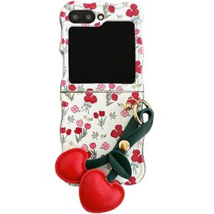 Cute Tulip Flower Pattern Design Cover for Samsung Galaxy Z Flip 6,Funny Kawaii Galaxy Z Flip 6 Phone Case with Chain for Girls Ladies Women