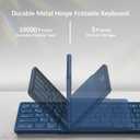 Nillkin Upgraded Foldable Bluetooth Keyboard with Touchpad & Number Pad, Portable Wireless Keyboard for Travel, Pocket-Sized, Full Size Keys, Support 3 Devices for iPad Laptop Tablets Phone, Blue