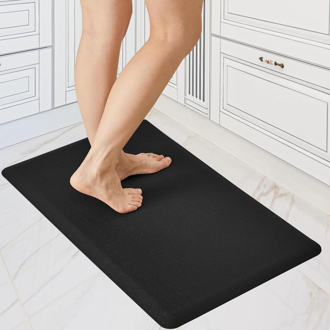 Deconovo Kitchen Mats for Floor, Kitchen Mat and Rugs Cushioned Anti-Fatigue,17.3"x 28", Black, Waterproof, Non Slip, Easy-Clean, Long-Lasting and Comfort at Home, Office, Garage