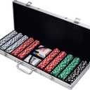 Poker Chip Set - 11.5g Poker Set with Cards, Buttons, Carrying Case, and 500 Chips for Texas Hold'em and Blackjack Games by Trademark Poker, 22 X 8 X 2.5