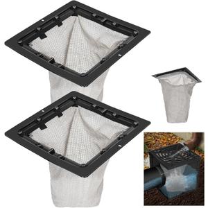 2 Pack Catch Basin Drain Filter, Square Catch Basin Drain Filter for 12 Inch Clog-Free Drainage and Infiltration Systems, Removable Filter, for Garden, Lawns, Landscaping and Patios