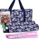 Mose Cafolo American Mahjong Set, Blue Paisley Carrying Bag,166 Premium White Tiles,4 All-in-One Color Rack/Pushers Complete Mahjong Tiles Set (Ma Jong, Mah-Jongg, Majiang), standard