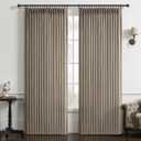 Extra Long 132 Inch Semi Sheer Dark Flax Curtains for Living Room, Memory Trained Pinch Pleated Natural Linen Light Filtering Floor Length 11 FT Large Curtain Brown Rustic Window Drapes 2 Panels Set