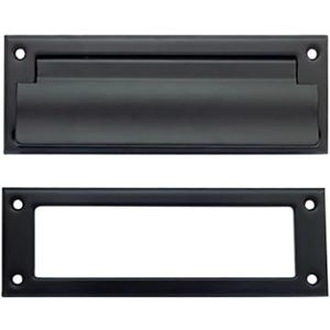 QCAA Soild Brass Mail Slot, with Solid Brass Interior Frame, 8-7/8''X2-7/8 Matte Black 1 Pack, Made in Taiwan