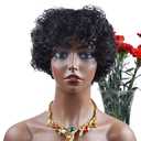 Short Curly Wigs for Black Women Human Hair Afro Natural Curly Wig Brazilian Virgin Pixie Cut Wig Human Hair With Bangs 150% Density None Lace Front Bob Wigs 1B Color (Big Curly)