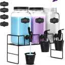 Liquid Laundry Detergent Dispenser, Three 2.2L Laundry Detergent Dispenser Glass Jar for Liquid Detergent, Fabric Softener- Laundry Soap Dispenser for Laundry Room Organization