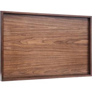 28 x 18.1 Inch Extra Large Wood Ottoman Tray Rectangle Wood Decorative Tray Serving Tray for Living Room Kitchen Table, Black Walnut Wood Storage Coffee Trays,Storage and Display of Bread Food Fruit