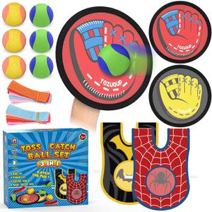Tozuoup 3-in-1 Toss Catch Ball Game Set, Kids Toddler Baseball Glove, Beach Games Outdoor Yard Lawn Toys for Kids & Family, Birthday Gifts Toys for 3 4 5 6 7 8-12 Year Old Boys and Girls