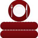 Soleebee 50 Pack Disposable Placemats, Red Round 13 Inch Table Mates, Charger Doilies Table Placemates for Wedding Birthday Party Dining Table Holiday Home Decoration