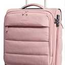BAGSMART Underseat Carry on Luggage with Wheels, Soft Underseat Travel Luggage with PVC Wet/ Dry Pockets, Lightweight Soft Personal Item Suitcase for Short Trip, Sakura Pink, 16 inch