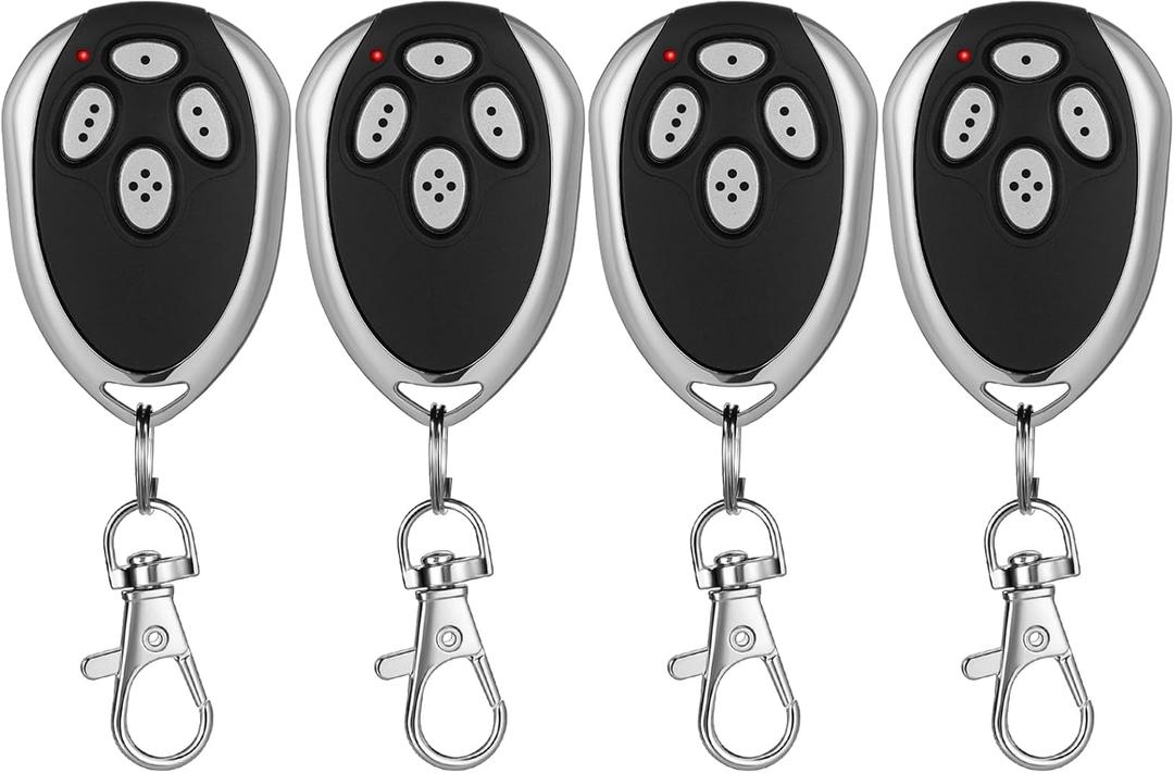 Kingdder 4 Pcs 4 Channels Gate Opener Remote Compatible with Aleko LM123 433.92mhz Garage Door Remote Control Transmitter with Keychain for a Variety of Doors, Easy Programming