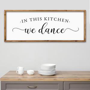 Kitchen Wall Decor In This Kitchen We Dance Sign, 32"×12", Wood