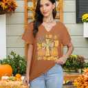 Fall Pumpkin Shirts for Women: Cute Pumpkin V Neck Shirt Thanksgiving Graphic Tees Halloween Pumpkin Tops (S)